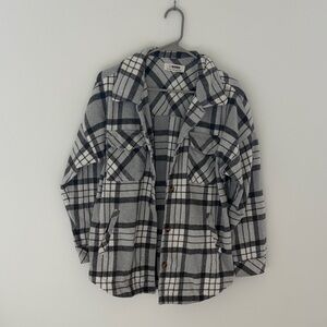 Ci Sono Black and White Plaid Shirt Jacket